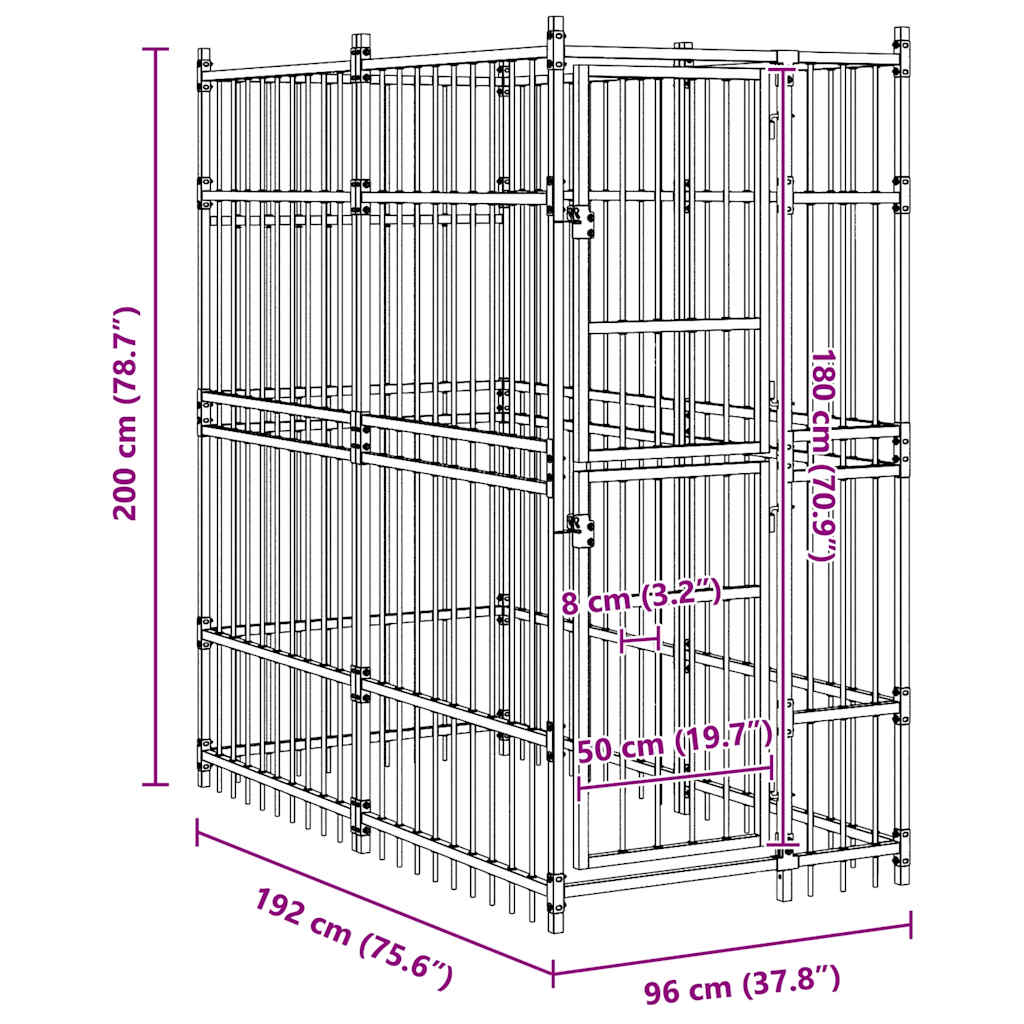 Дворна клетка за кучета, стомана, 1,84 м² - Image 11