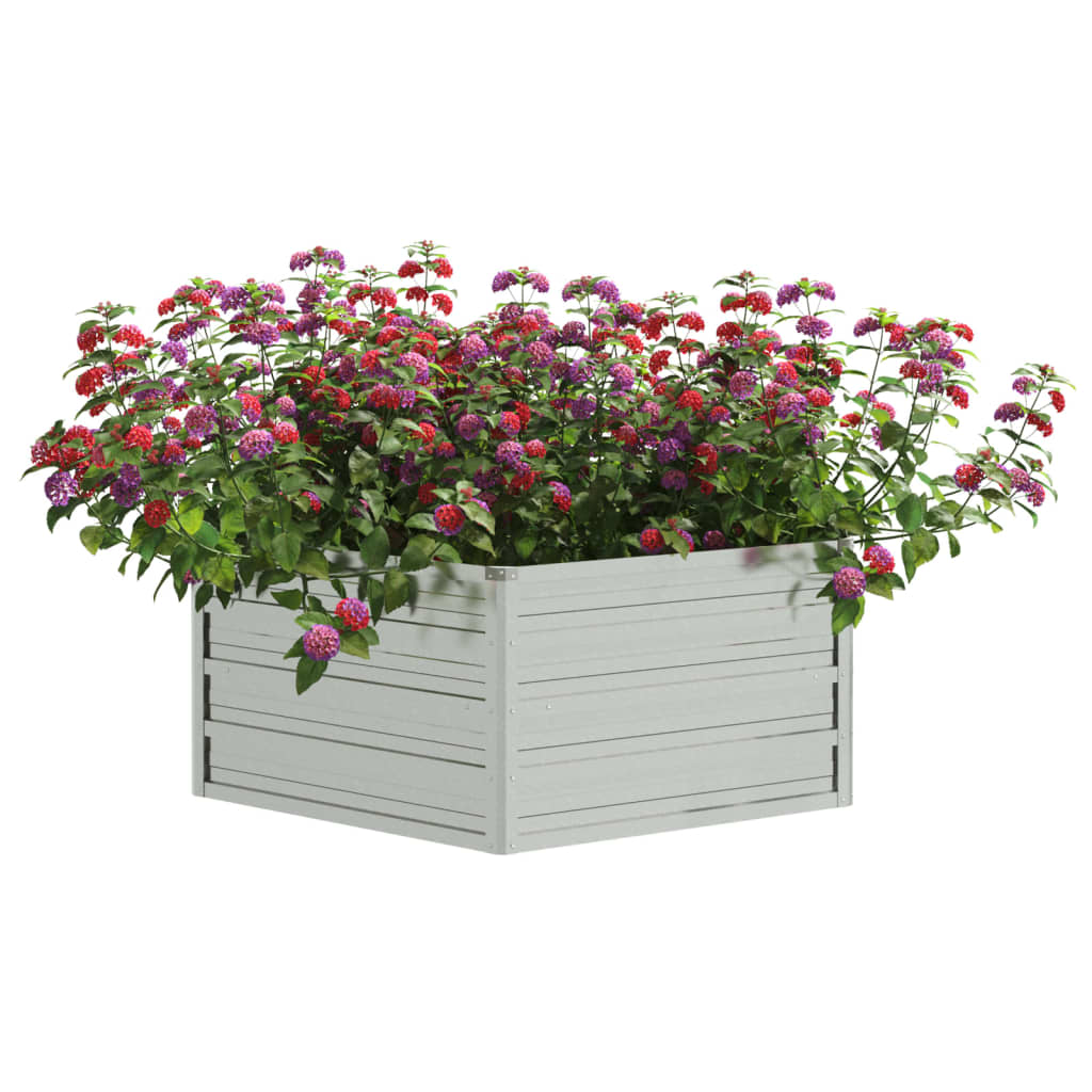 vidaXL Plantenbak verhoogd 129x45 cm gegalvaniseerd staal zilverkleur afbeelding
