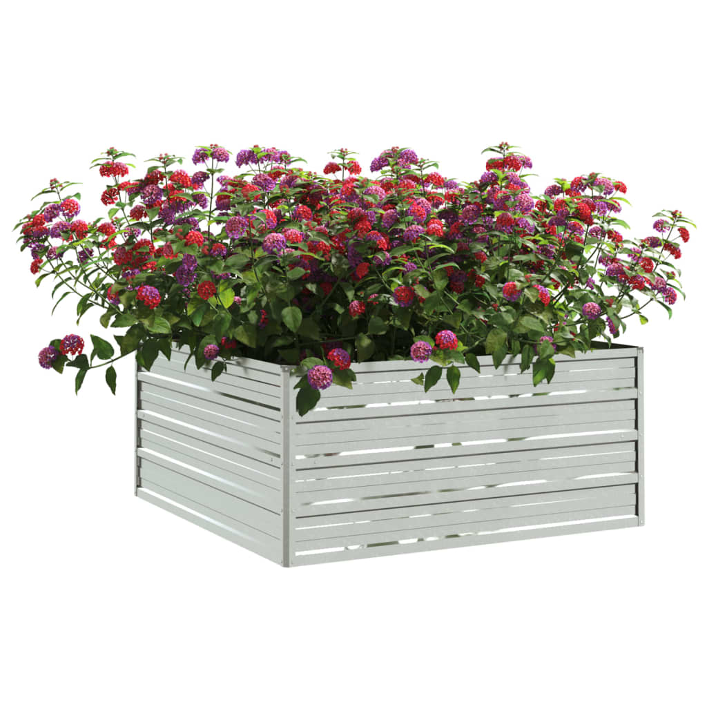 vidaXL Plantenbak verhoogd 100x100x45 cm gegalvaniseerd staal zilver afbeelding