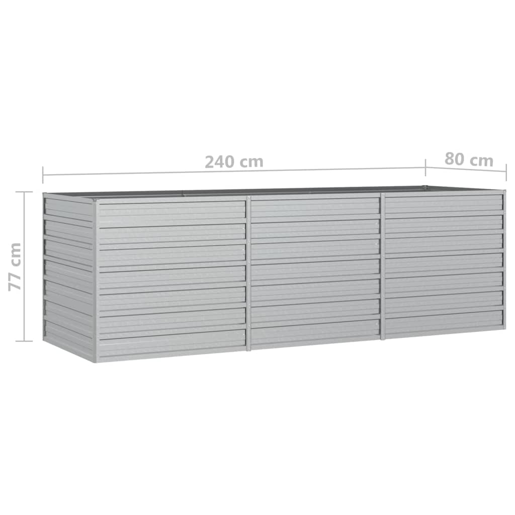 Strat înălțat de grădină argintiu 240x80x77 cm oțel galvanizat