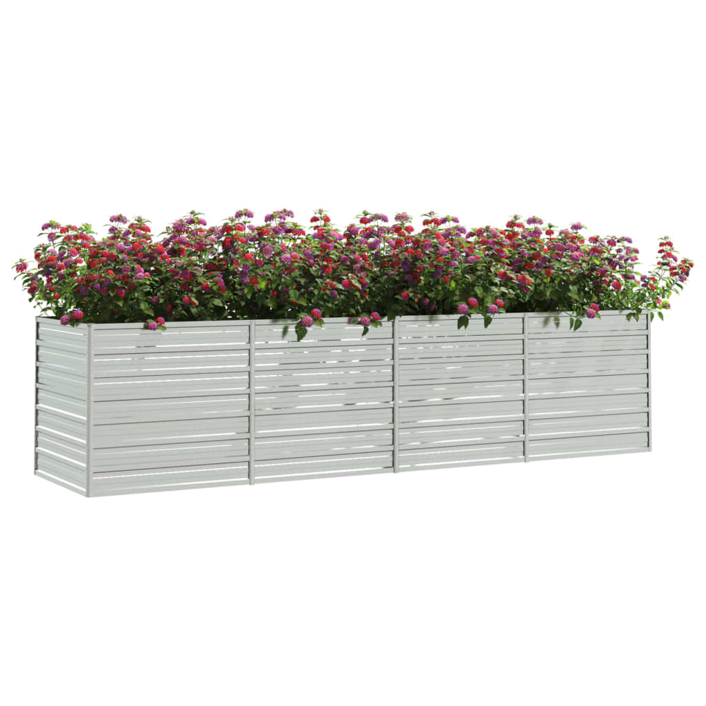 vidaXL Strat înălțat de grădină argintiu 320x80x77 cm oțel galvanizat