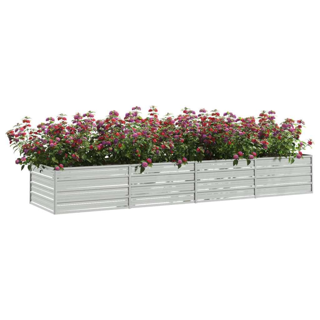 vidaXL Plantenbak verhoogd 320x80x45 cm gegalvaniseerd staal zilver afbeelding