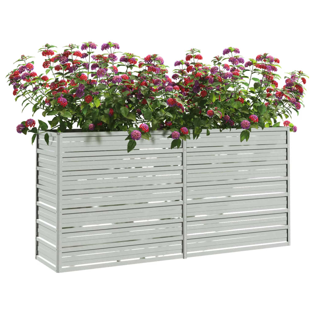 vidaXL Plantenbak verhoogd 160x40x77 cm gegalvaniseerd staal zilver afbeelding