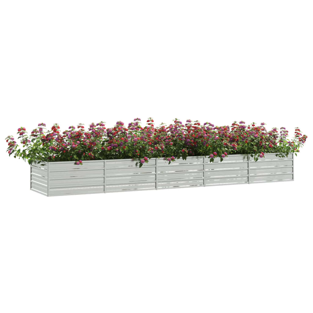vidaXL Strat înălțat de grădină argintiu 400x80x45 cm oțel galvanizat