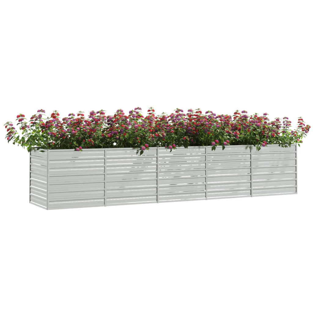 vidaXL Plantenbak verhoogd 400x80x45 cm gegalvaniseerd staal zilver afbeelding