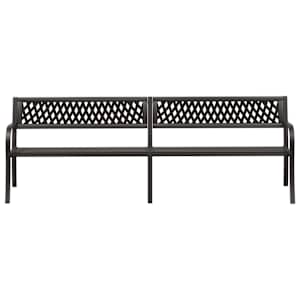 vidaXL Двойна градинска пейка, 246 см, черна, стомана