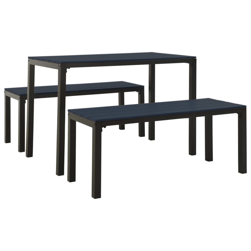 

vidaXL 3 Piece Patio Dining Set Steel and WPC Black