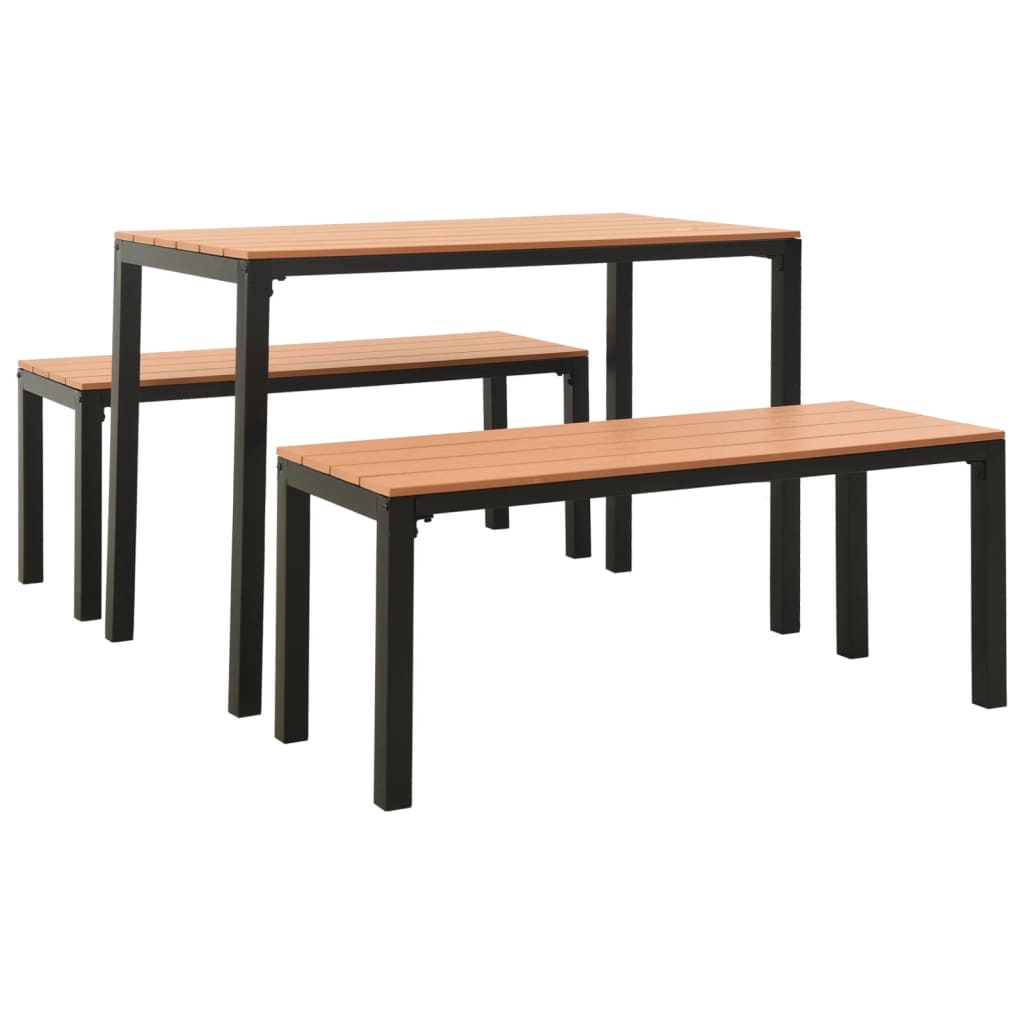 

vidaXL 3 Piece Patio Dining Set Steel and WPC Brown and Black
