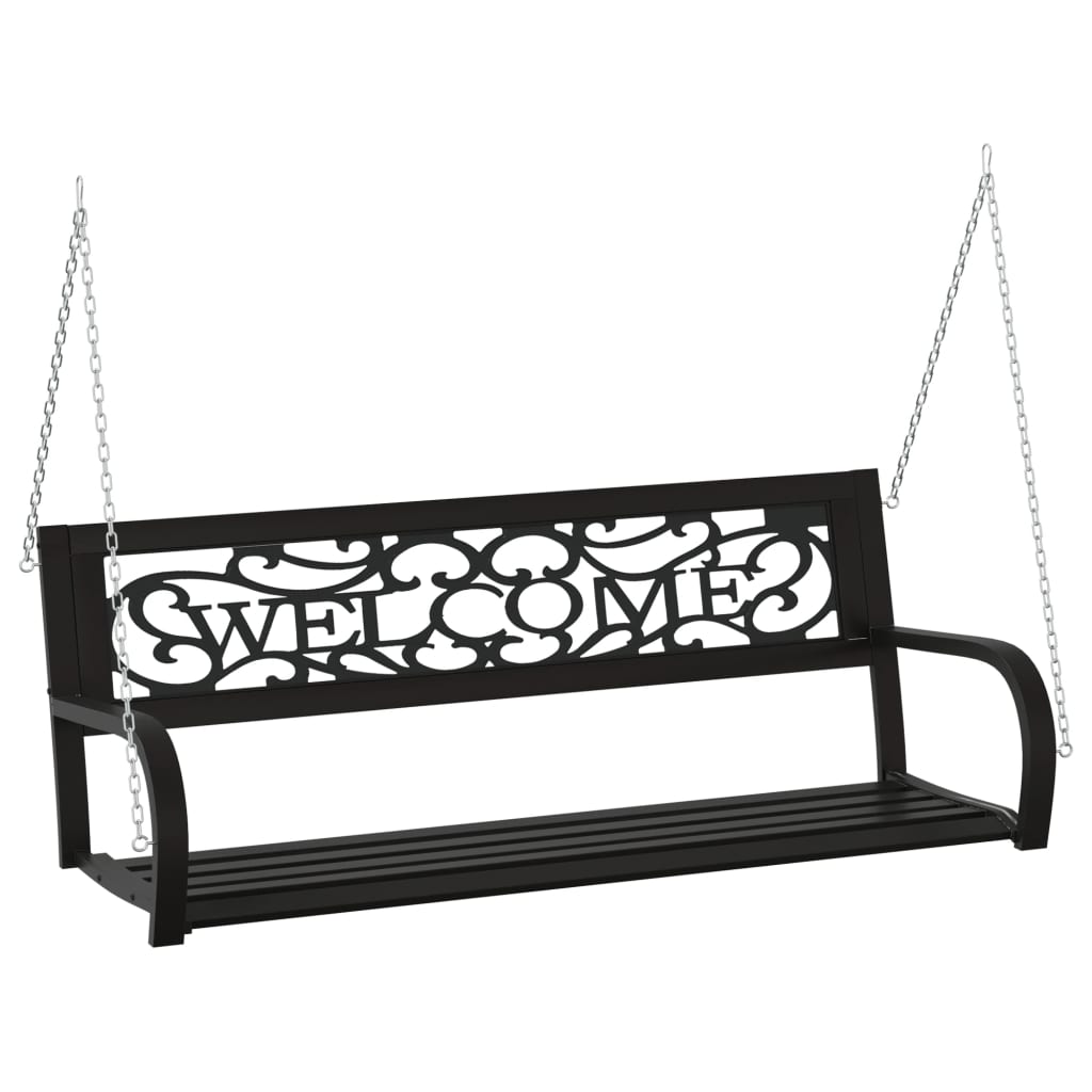 

vidaXL Patio Swing Bench 49.2" Steel and Plastic Black