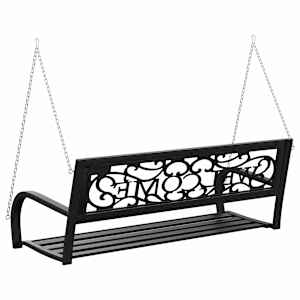 Zahradní houpací lavice 125 cm ocel a plast černá - obrázek 6