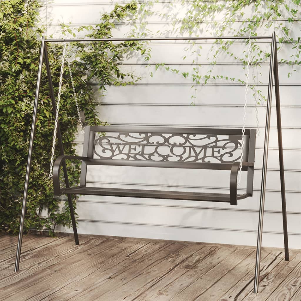 Petrashop  Zahradní houpací lavice 125 cm ocel a plast černá