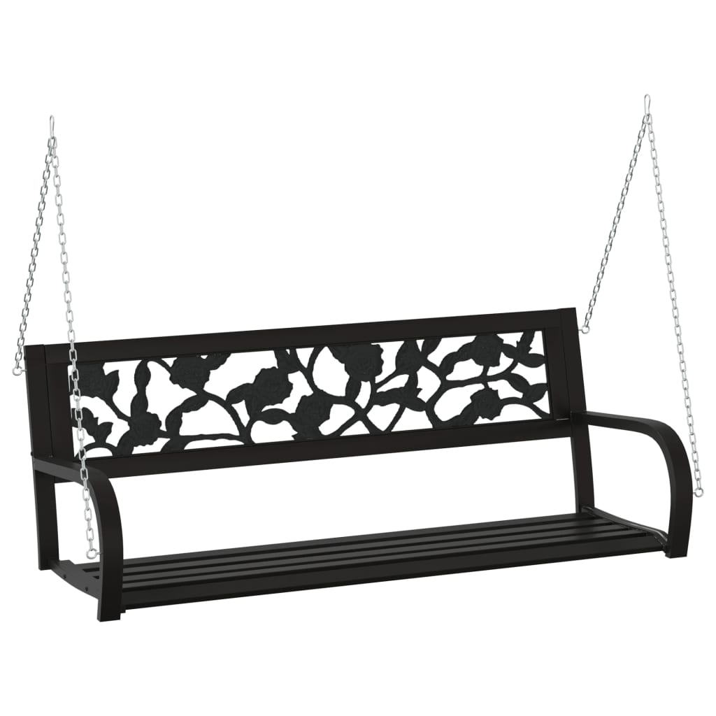 

vidaXL Patio Swing Bench 49.2" Steel and Plastic Black