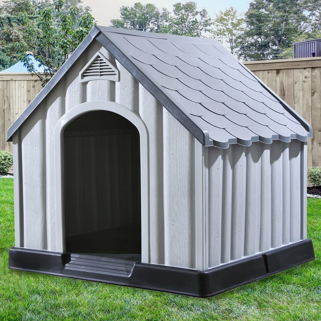 vidaXL Cușcă pentru câini, gri, 92x87x91 cm, plastic
