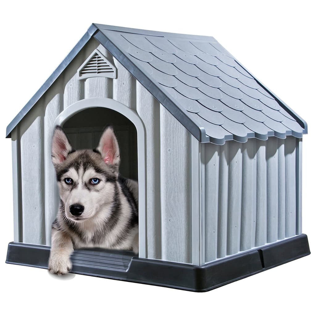 vidaXL Cușcă pentru câini, gri, 92x87x91 cm, plastic vidaXL