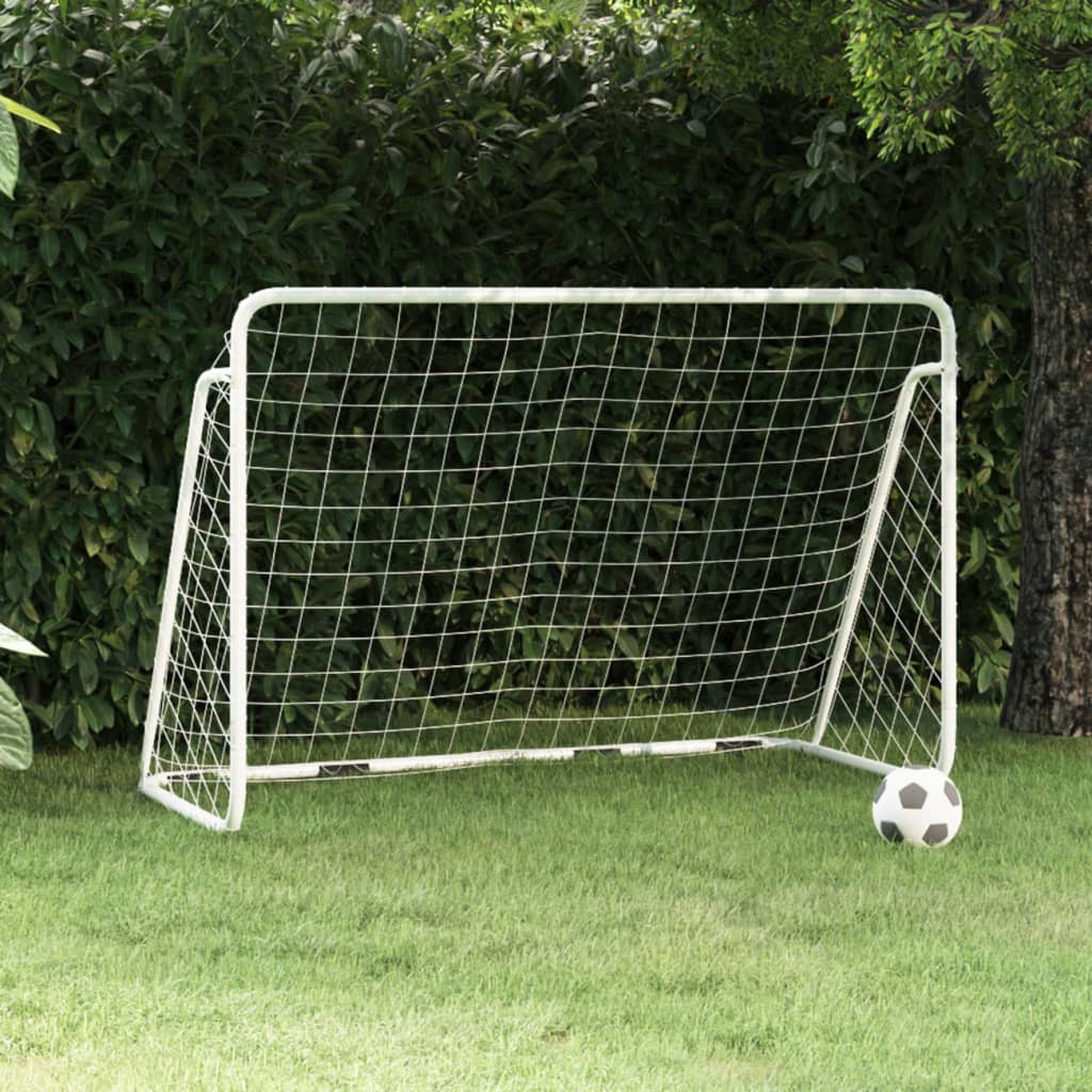vidaXL Poartă de fotbal cu plasă, alb, 180x90x120 cm, oțel vidaxl.ro
