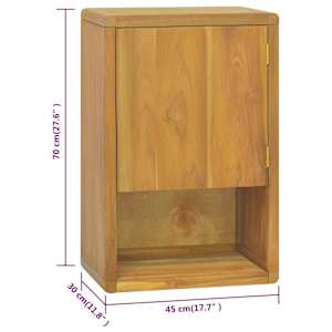 Nástěnná koupelnová skříňka 45 x 30 x 70 cm masivní teak - obrázek 9