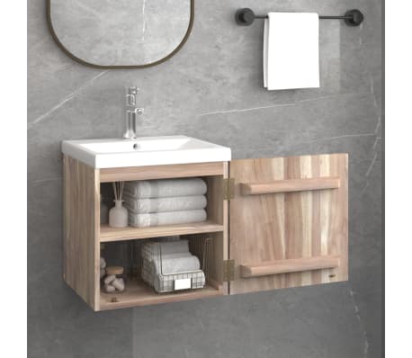 vidaXL Wand-Badschrank 41x38x40 cm Massivholz Teak