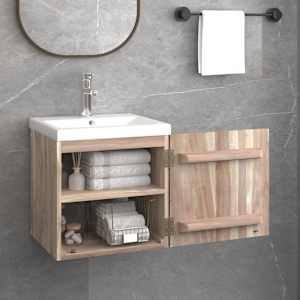 Nástěnná koupelnová skříňka 41 x 38 x 40 cm masivní teak - obrázek 3