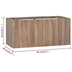 Nástěnná koupelnová skříňka 90 x 39 x 40 cm masivní teak - obrázek 7