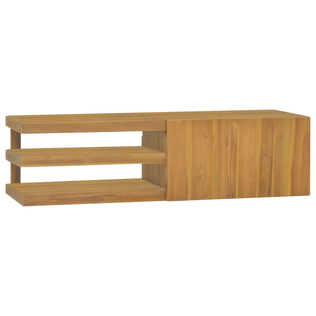 vidaXL væghængt badeværelsesskab 110x40x30 cm massivt teaktræ