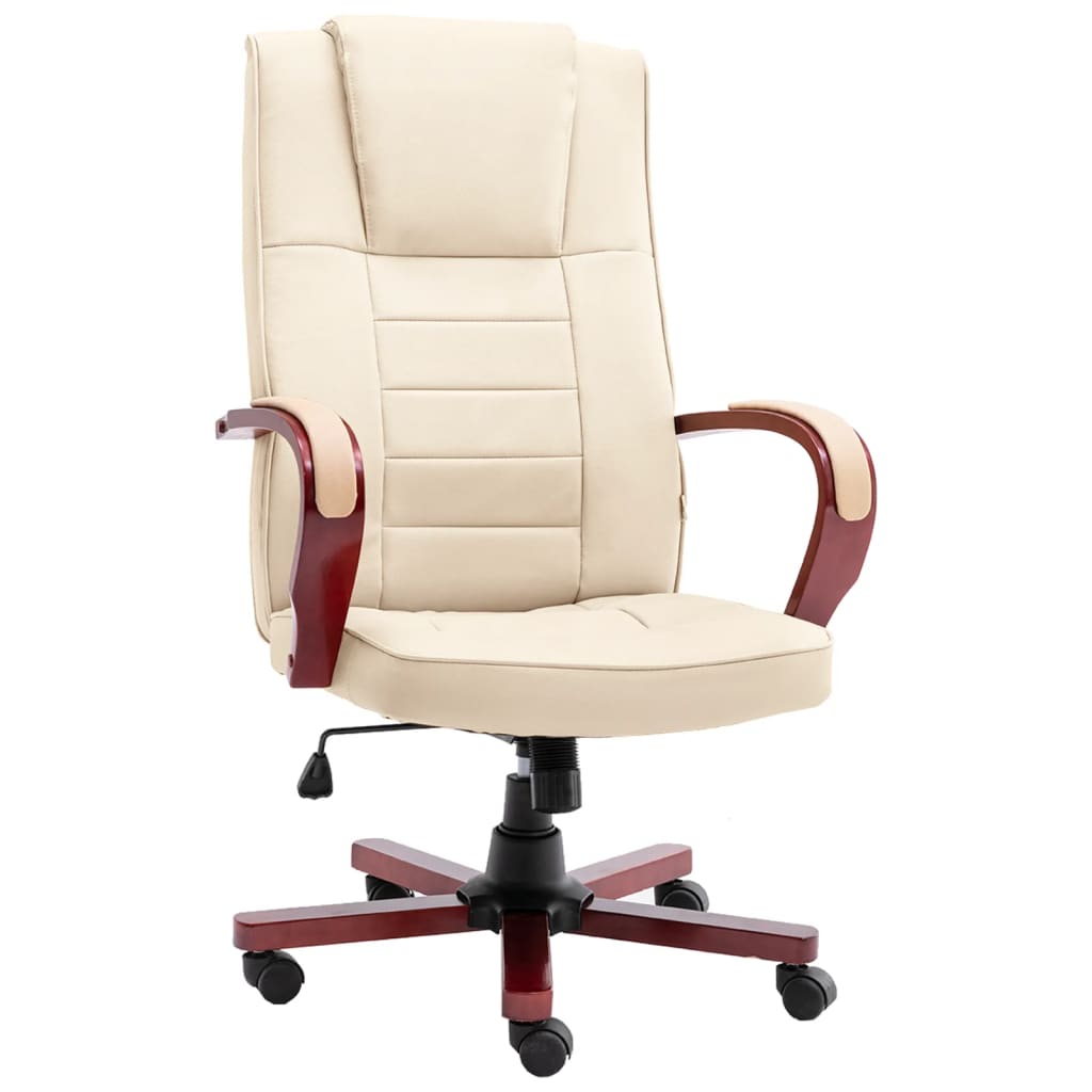 Biuro kėdė, kreminės spalvos, tikra oda