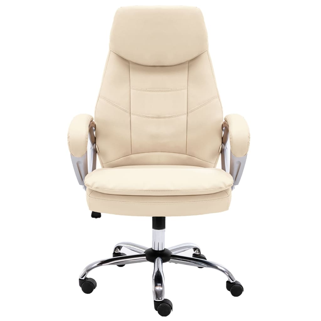 Kancelářská židle krémová pravá kůže