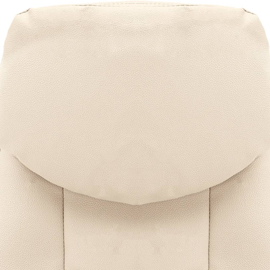 Офис стол, кремав, естествена кожа