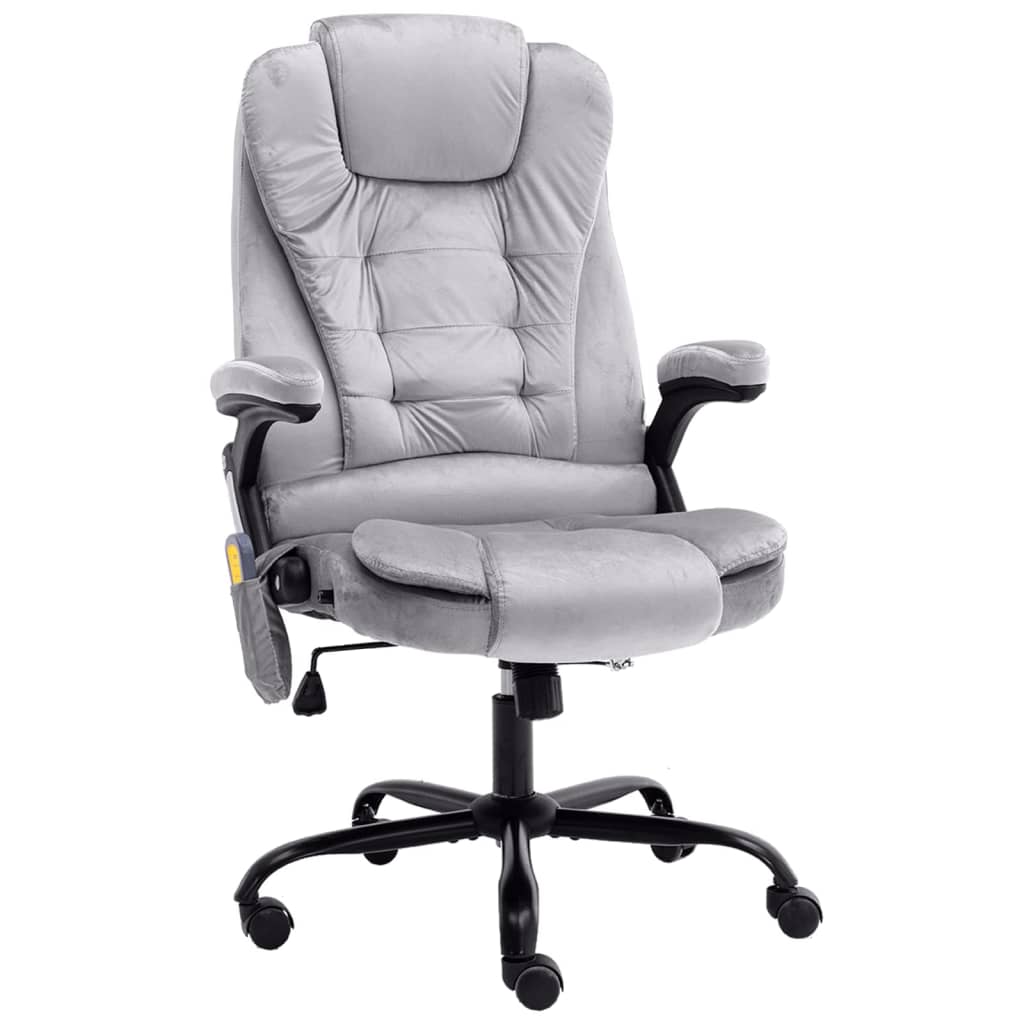 Masažinė biuro kėdė, šviesiai pilkos spalvos, aksomas 