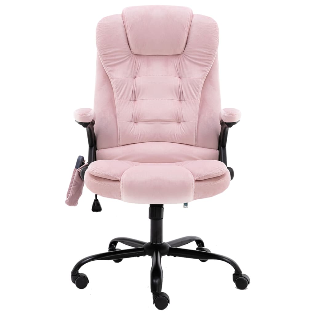 vidaXL Massagekantoorstoel fluweel roze