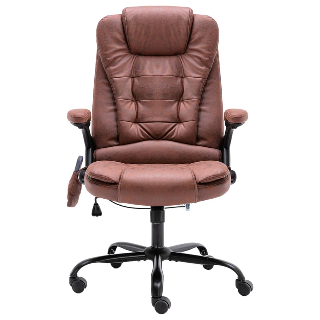 vidaXL biroja masāžas krēsls, gaiši brūna mākslīgā zamšāda