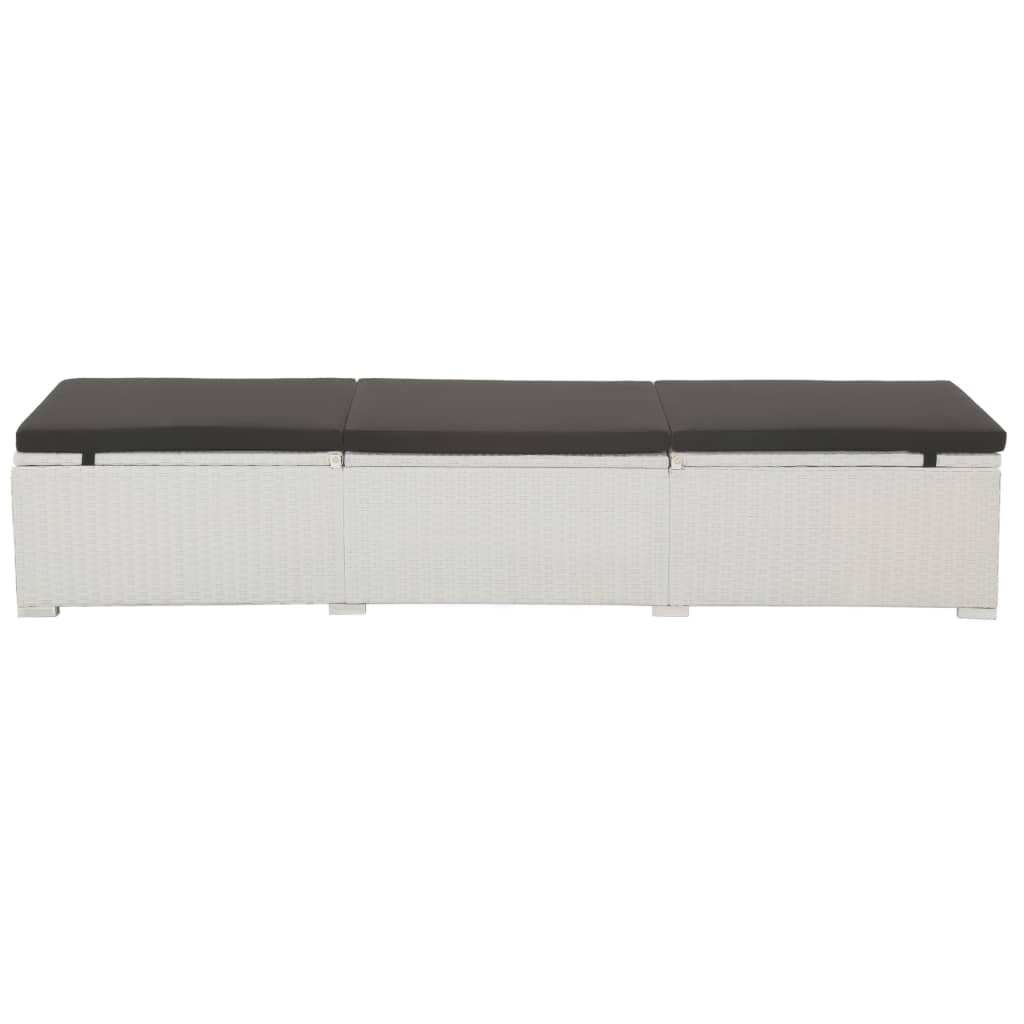 vidaXL Ligbed met zwart kussen poly rattan wit afbeelding