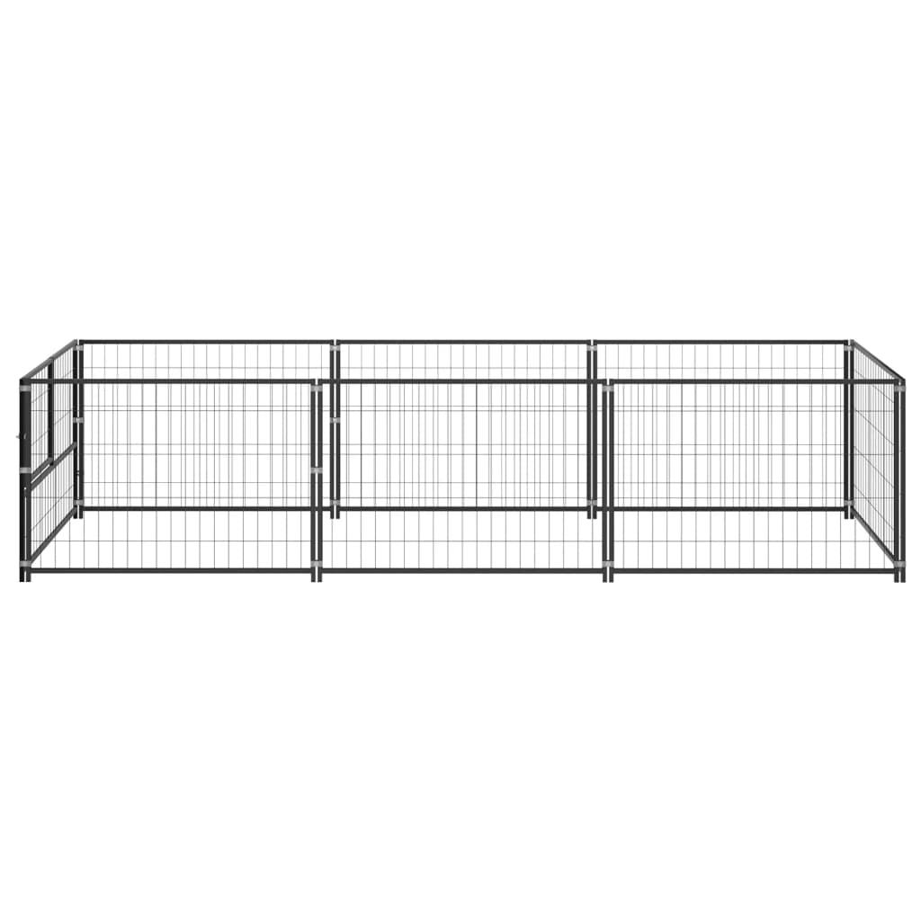 Chenil d'extérieur en acier noir pour chien - Panneaux à mailles - 300 x 100 x 70 cm - 3 m²