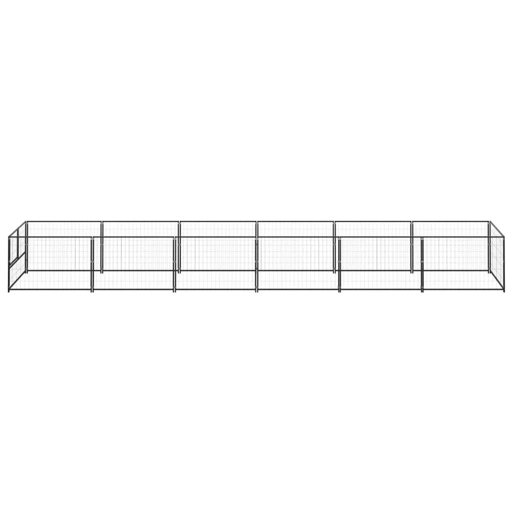 vidaXL Hondenkennel 6 m² staal zwart afbeelding