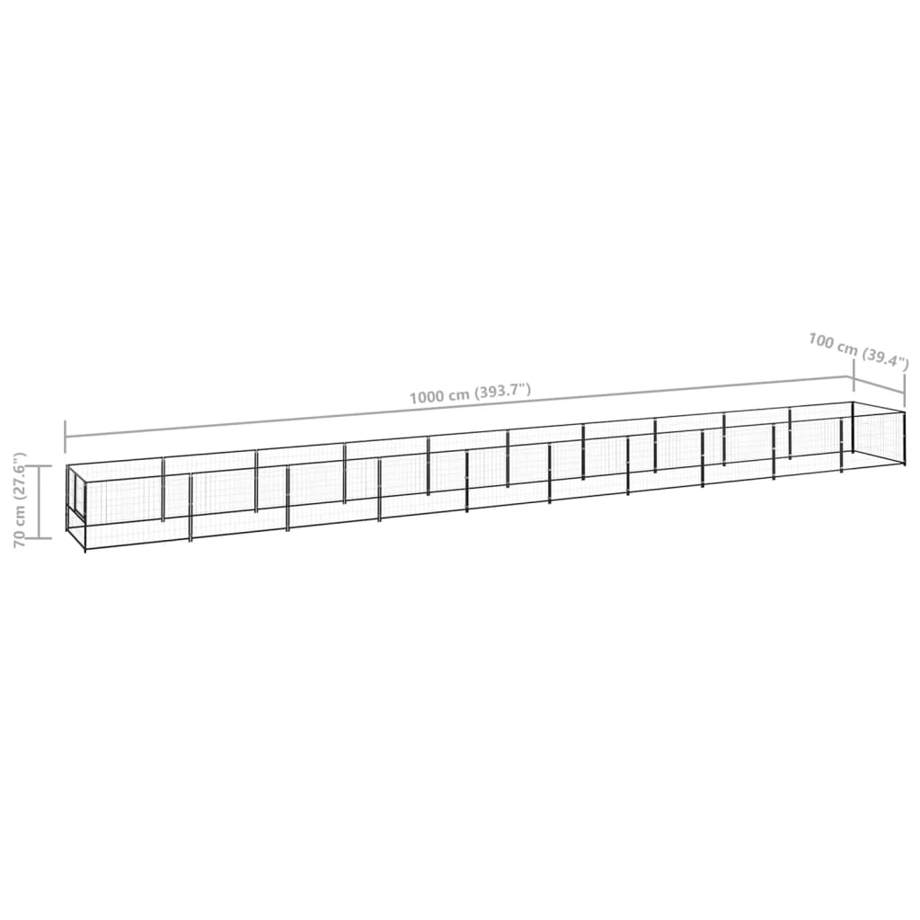 fekete acél kutyakennel 10 m²