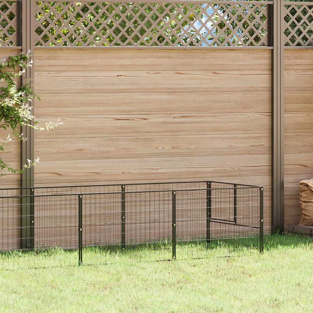 Hondenkennel 10 m² staal zwart