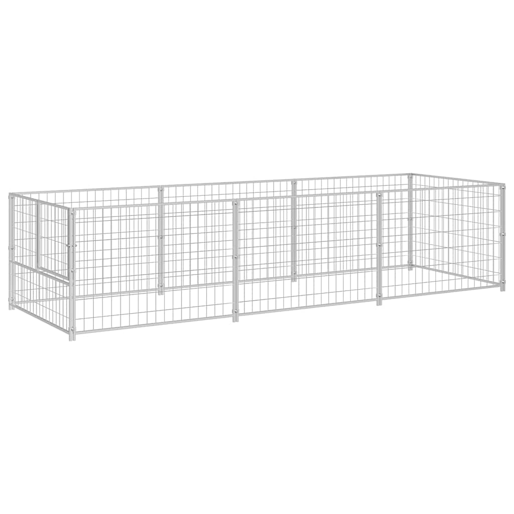 vidaXL Psí kotec stříbrný 3 m² ocel