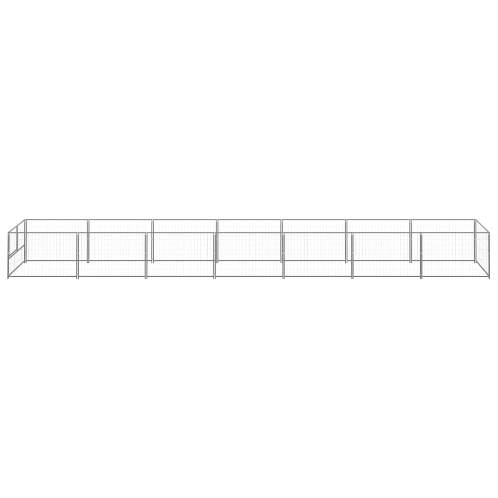 vidaXL Hondenkennel 7 m² staal zilverkleurig afbeelding