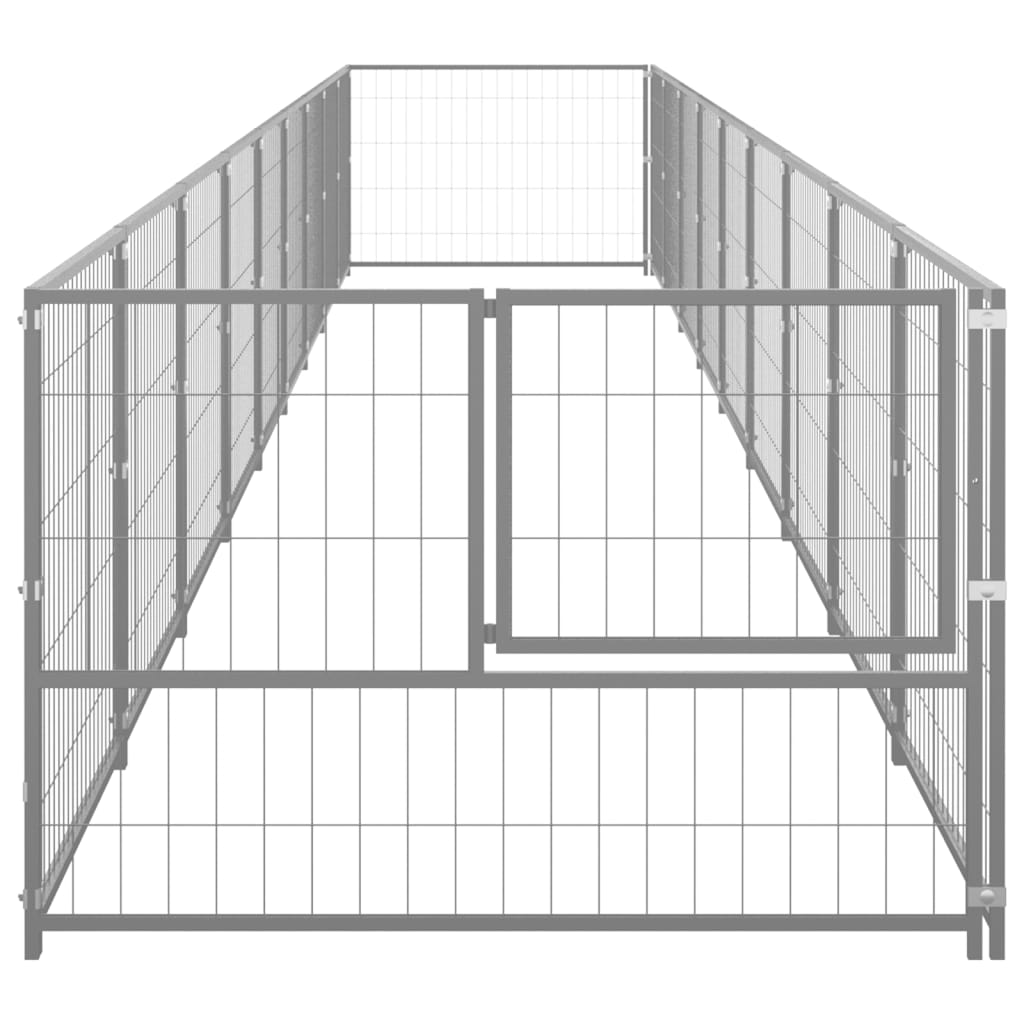 Chenil d'extérieur en acier galvanisé pour chien - Panneaux à mailles - 900 x 100 x 70 cm - 9 m²