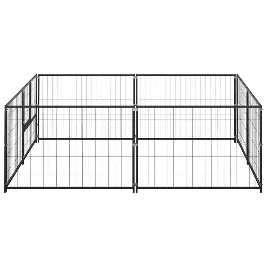 Chenil d'extérieur en acier noir pour chien - Panneaux à mailles - 200 x 200 x 70 cm - 4 m²