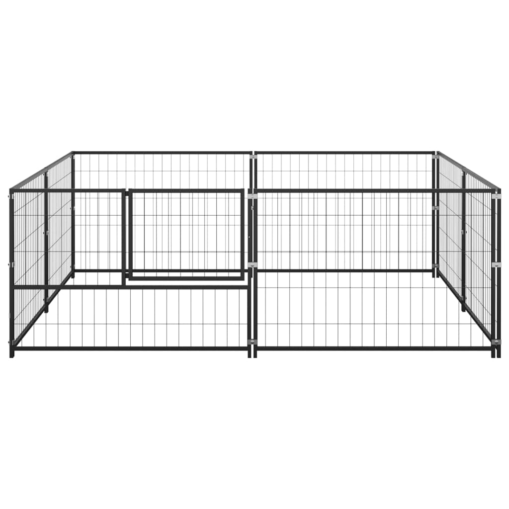 Chenil d'extérieur en acier noir pour chien - Panneaux à mailles - 200 x 200 x 70 cm - 4 m²