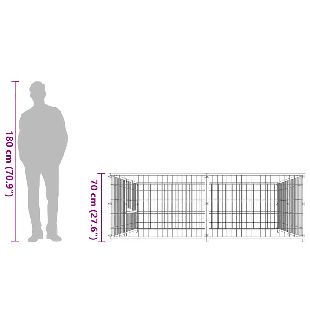 suņu voljērs, melns, 4 m², tērauds