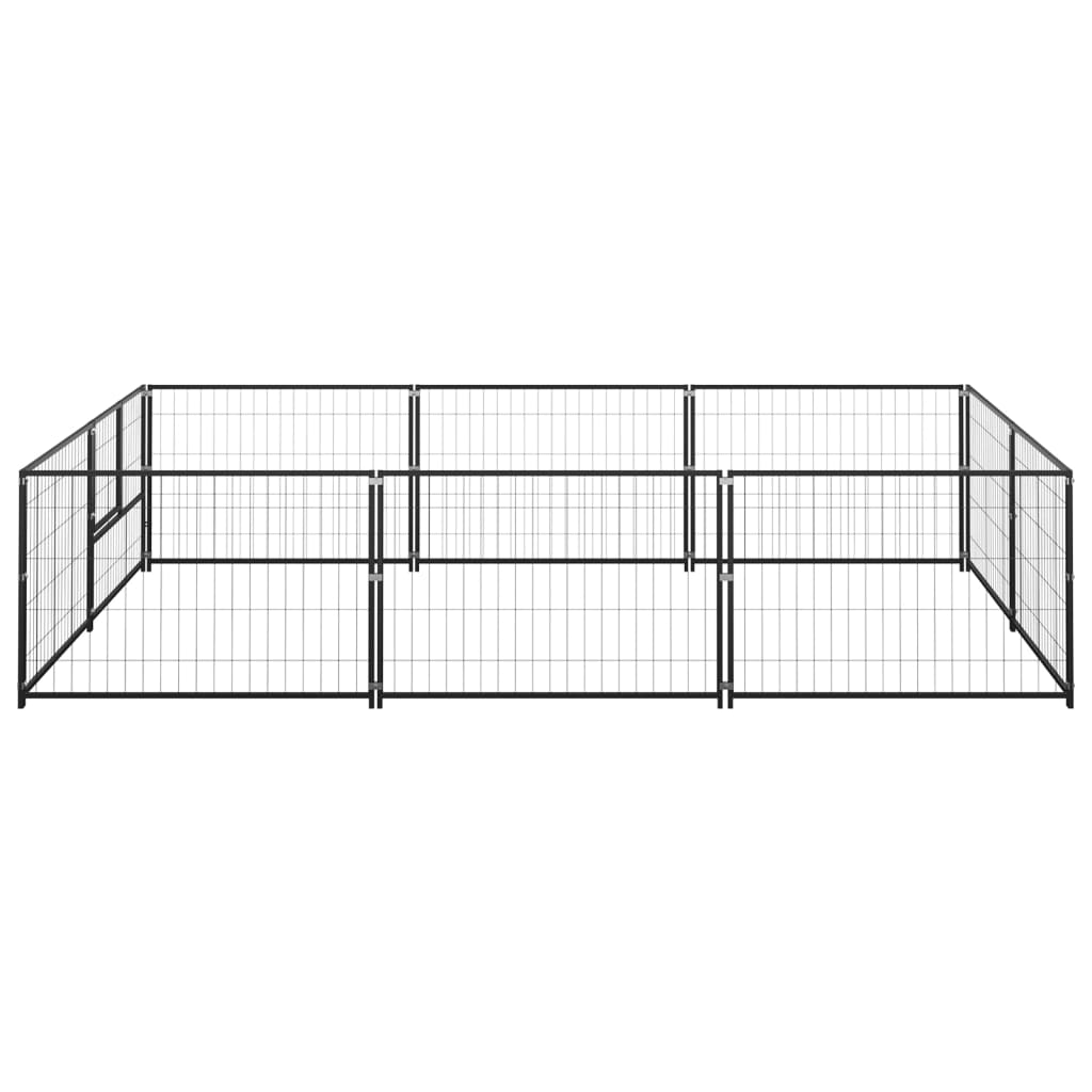 Chenil d'extérieur en acier noir pour chien - Panneaux à mailles - 300 x 200 x 70 cm - 6 m²