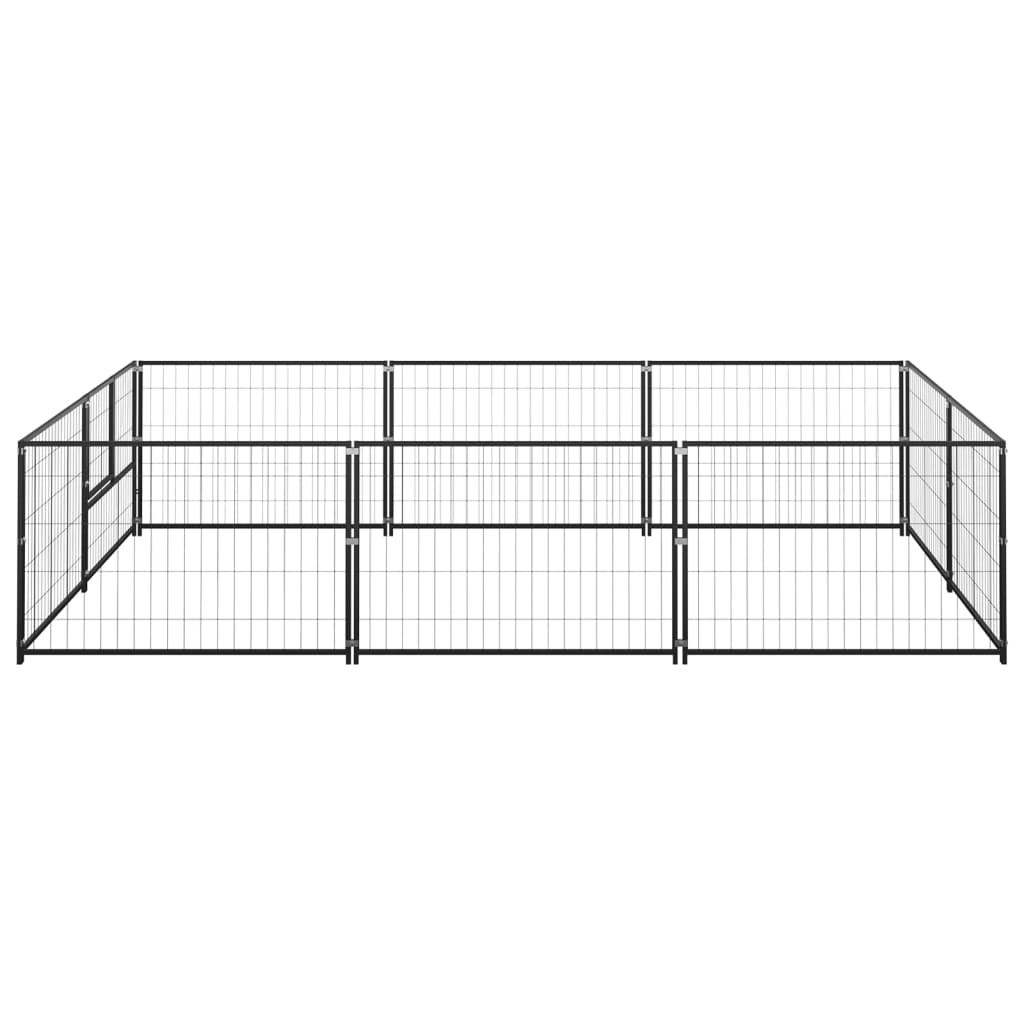 vidaXL Hondenkennel 6 m² staal zwart afbeelding