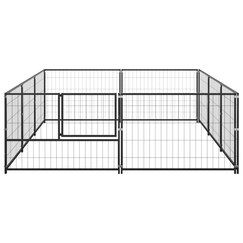 Chenil d'extérieur en acier noir pour chien - Panneaux à mailles - 300 x 200 x 70 cm - 6 m²