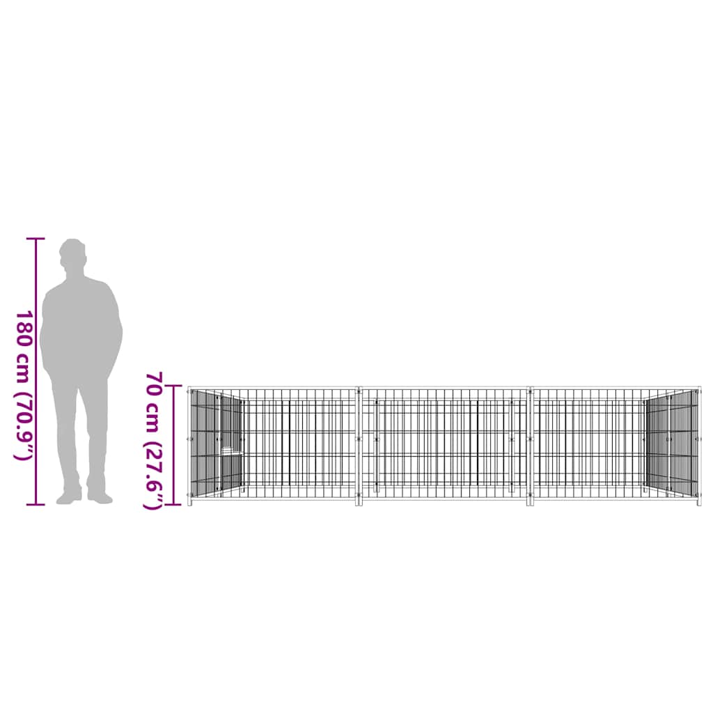 suņu voljērs, melns, 6 m², tērauds