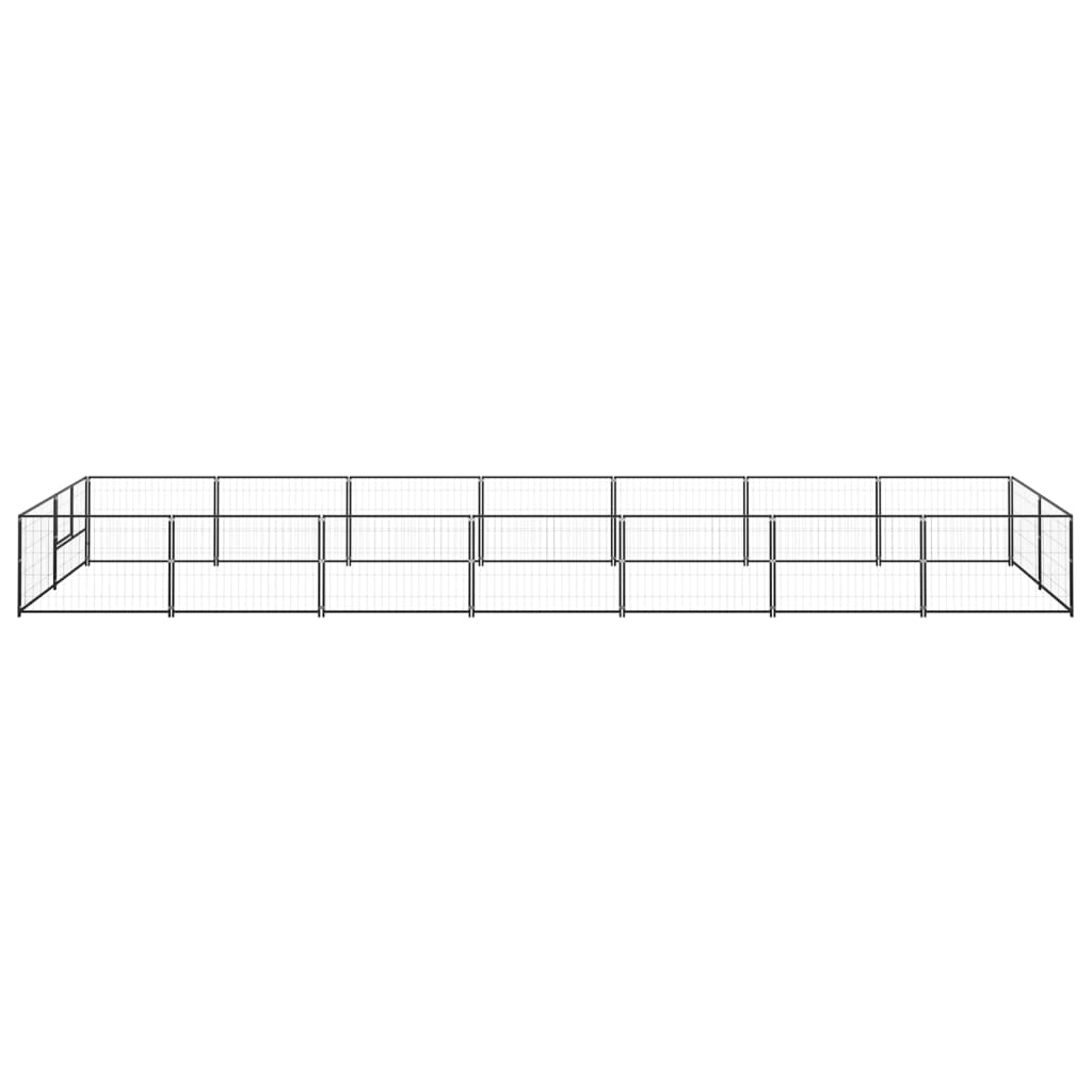 vidaXL Hondenkennel 14 m² staal zwart afbeelding