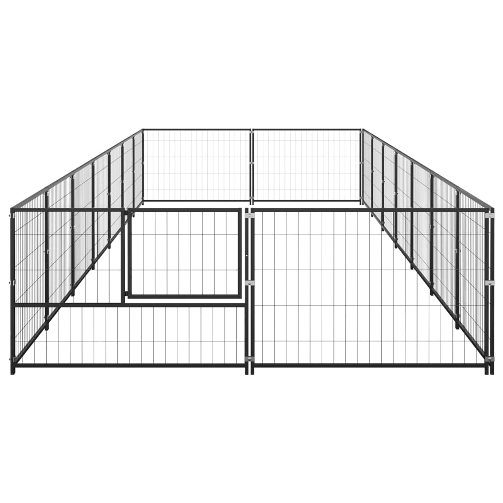 Chenil d'extérieur en acier noir pour chien - Panneaux à mailles - 700 x 200 x 70 cm - 15 m²