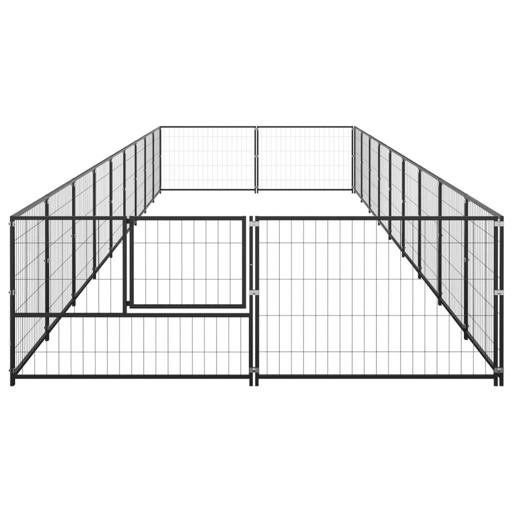 Chenil d'extérieur en acier noir pour chien - Panneaux à mailles - 900 x 200 x 70 cm - 20 m²