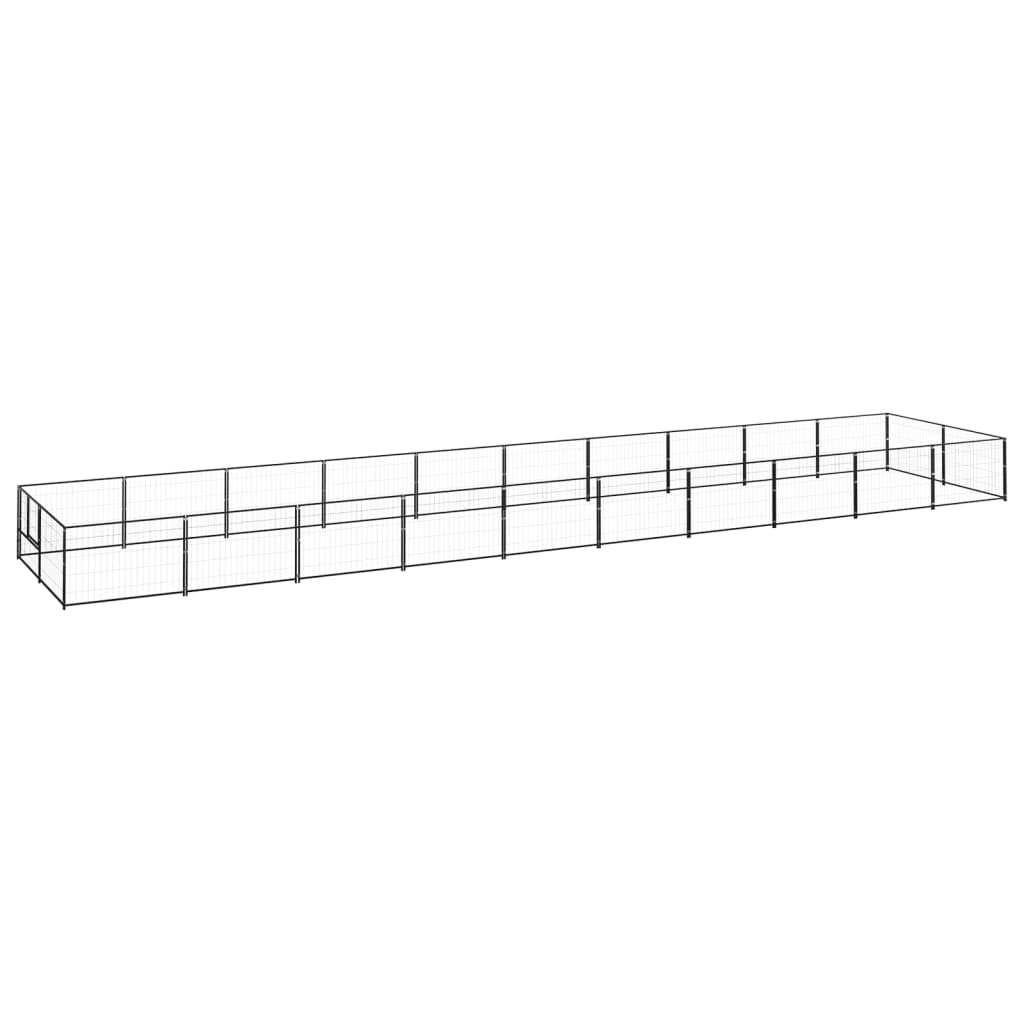 vidaXL Psí kotec černý 20 m² ocel