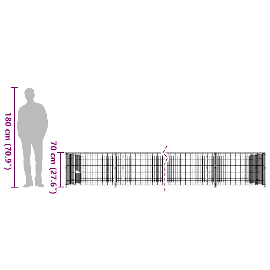 suņu voljērs, melns, 20 m², tērauds